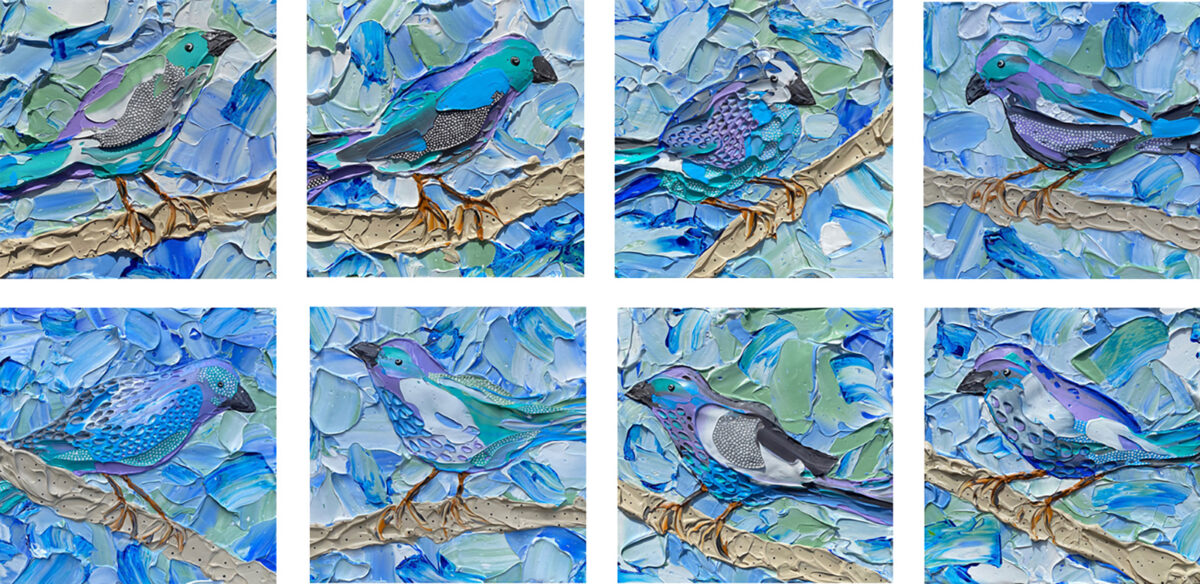 Birds Blue in grid