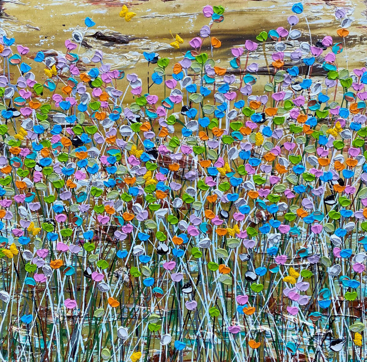 Outback Confetti 122 x 122cm acrylic and ink on canvsa $ 5,600.00