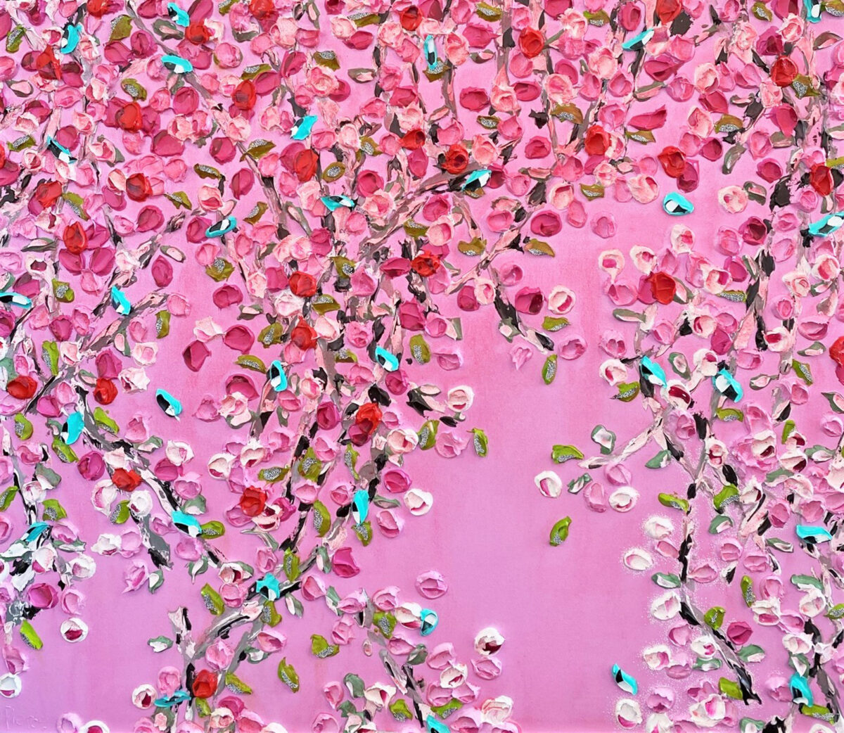 REBECCA PIERCE - Blossoms 1 - 130 x 150cm - impasto on canvas no board