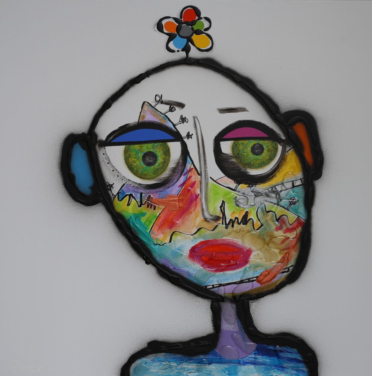 REBECCA PIERCE - The Dissertation Revisited Part 6 - 91 x 91cm - mixed media on canvas